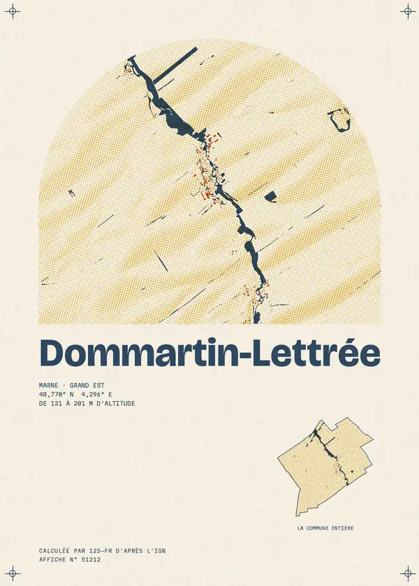 Affiche de Dommartin-Lettrée, calculée par 123-fr d'après l'IGN