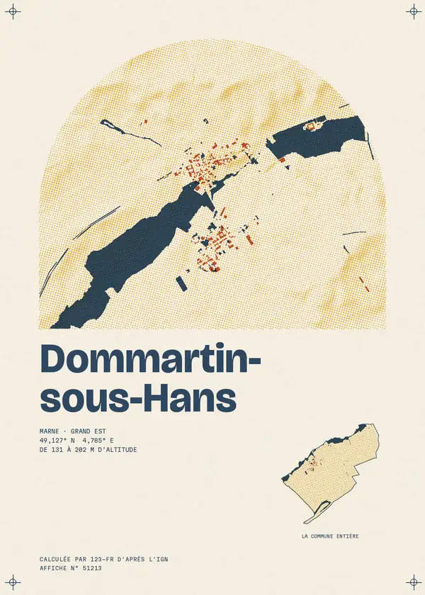 Affiche de Dommartin-sous-Hans, calculée par 123-fr d'après l'IGN
