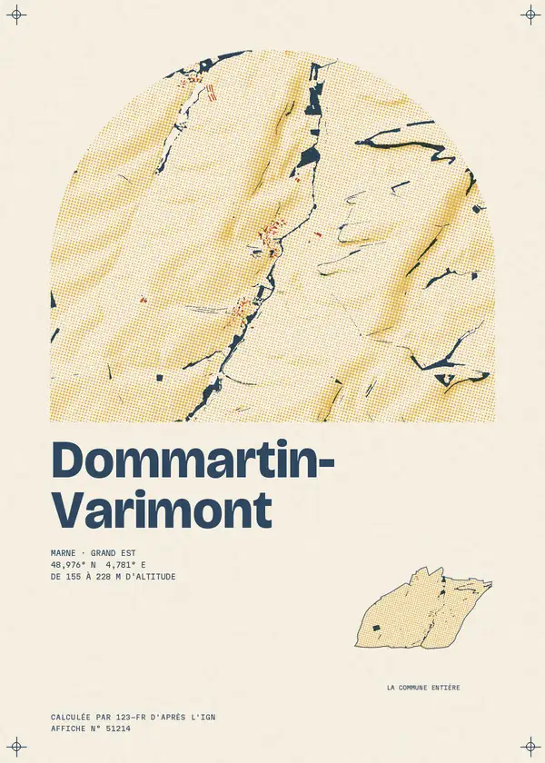 Affiche de Dommartin-Varimont, calculée par 123-fr d'après l'IGN