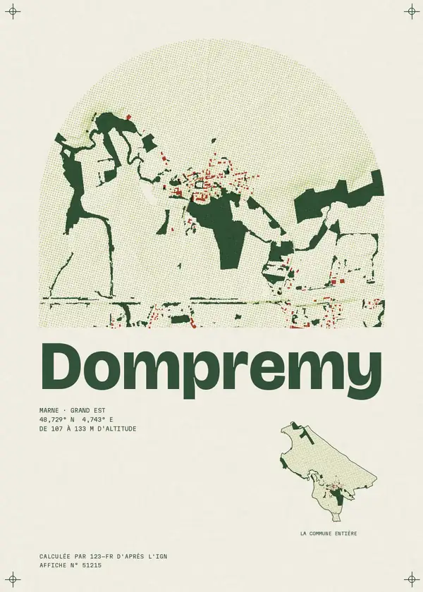 Affiche de Dompremy, calculée par 123-fr d'après l'IGN