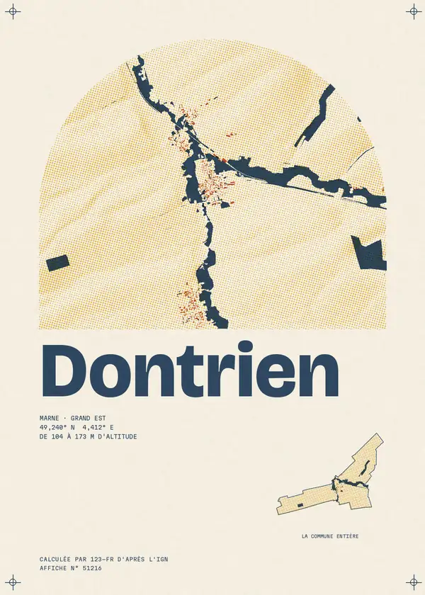 Affiche de Dontrien, calculée par 123-fr d'après l'IGN
