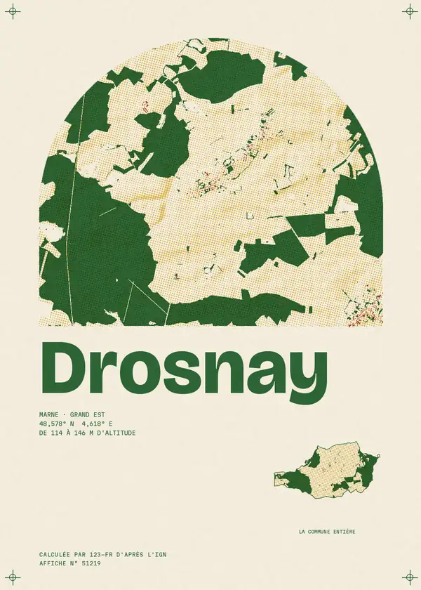 Affiche de Drosnay, calculée par 123-fr d'après l'IGN