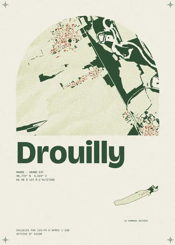 Affiche de Drouilly, calculée par 123-fr d'après l'IGN