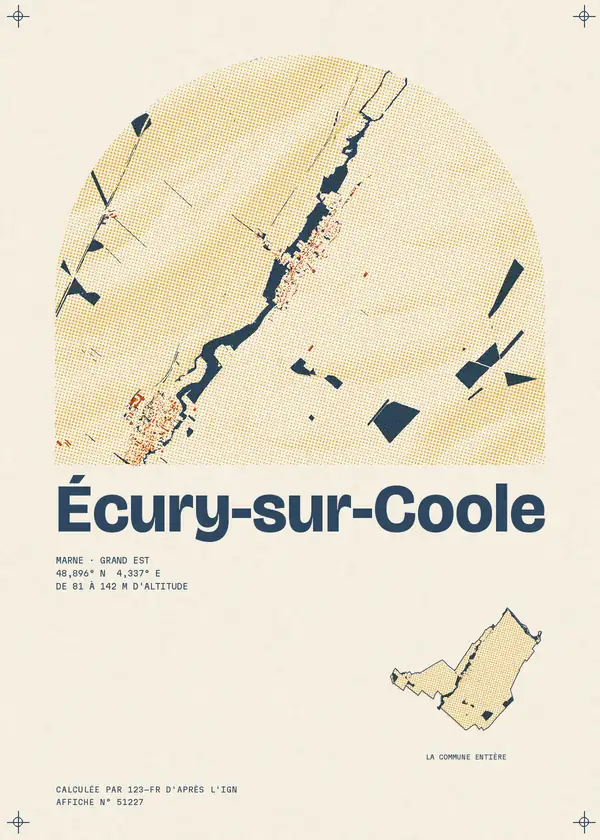 Affiche de Écury-sur-Coole, calculée par 123-fr d'après l'IGN