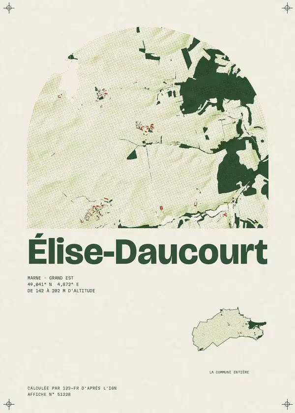 Affiche de Élise-Daucourt, calculée par 123-fr d'après l'IGN