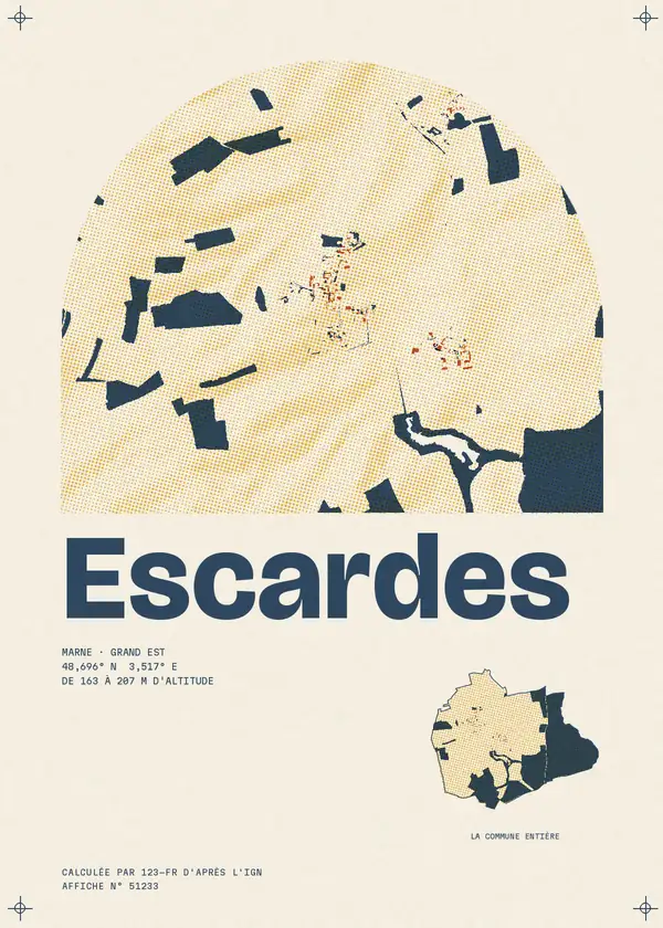 Affiche de Escardes, calculée par 123-fr d'après l'IGN