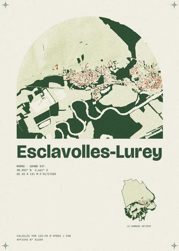 Affiche de Esclavolles-Lurey, calculée par 123-fr d'après l'IGN