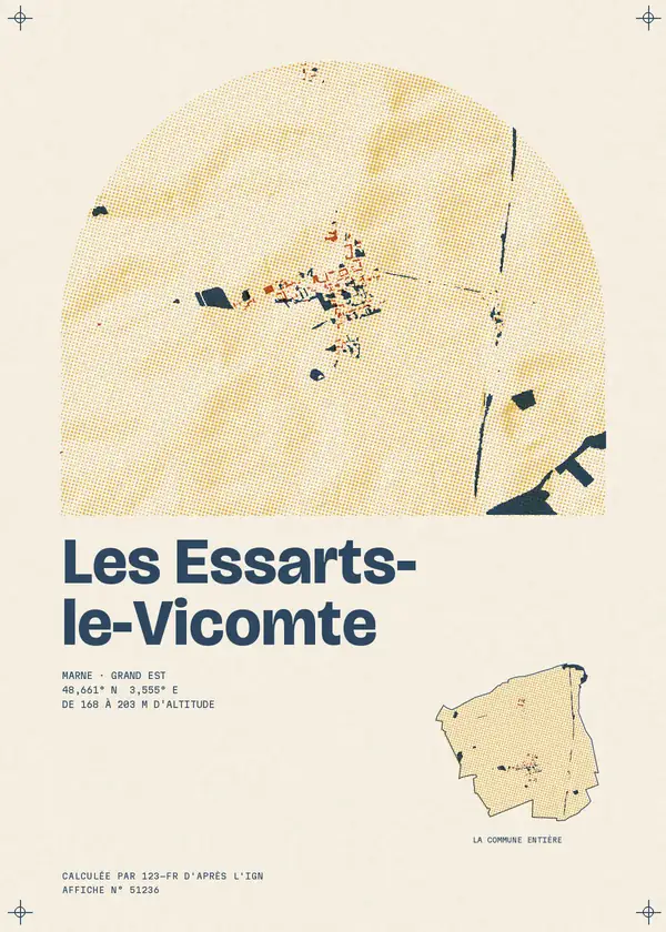 Affiche de Les Essarts-le-Vicomte, calculée par 123-fr d'après l'IGN