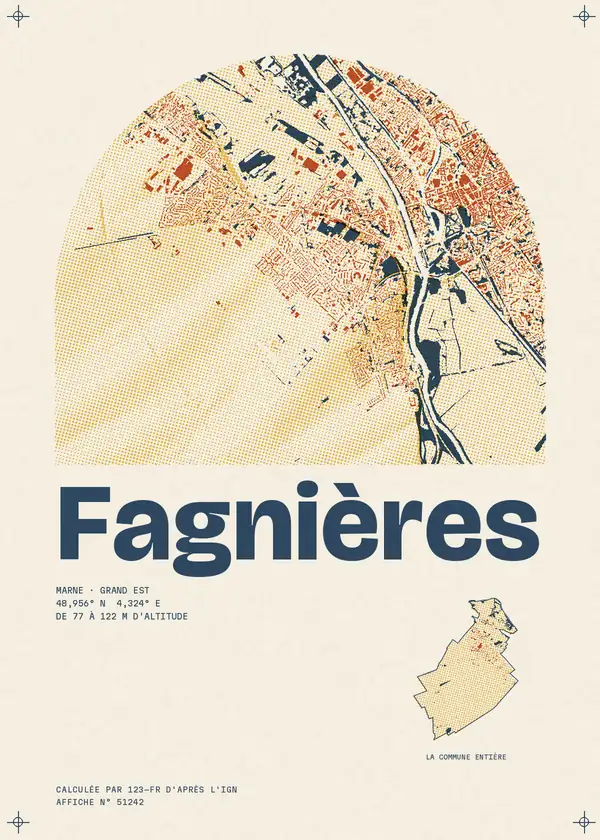 Affiche de Fagnières, calculée par 123-fr d'après l'IGN