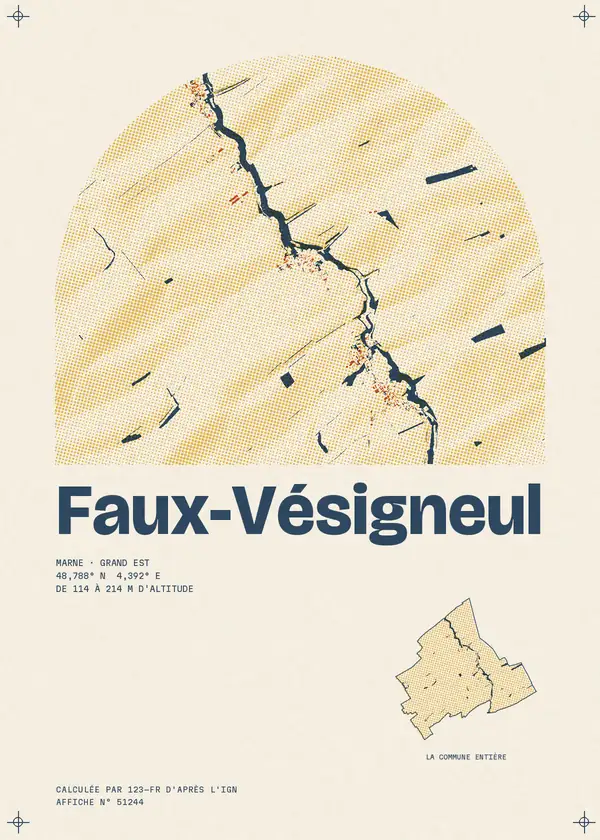 Affiche de Faux-Vésigneul, calculée par 123-fr d'après l'IGN