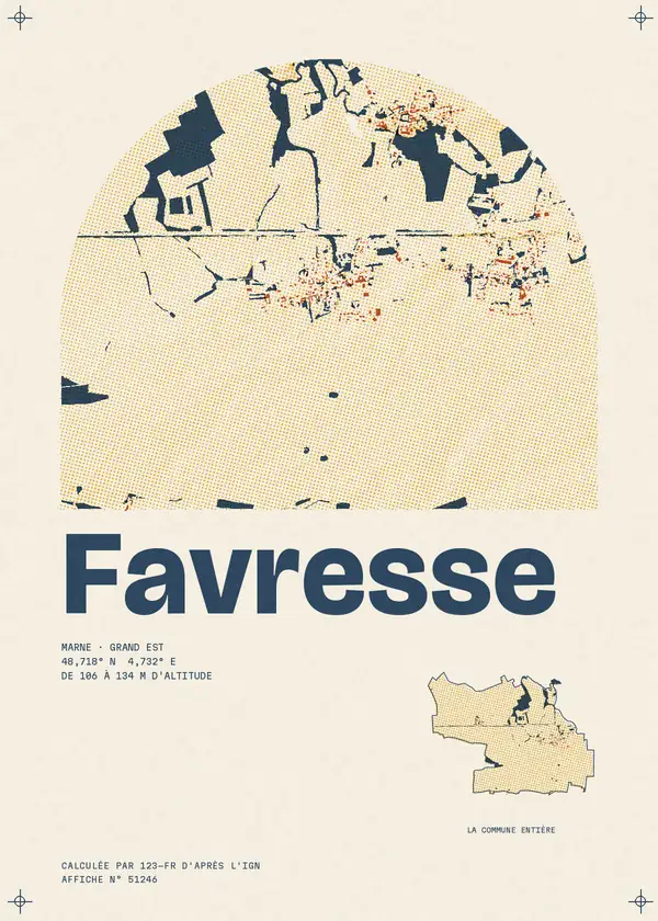 Affiche de Favresse, calculée par 123-fr d'après l'IGN