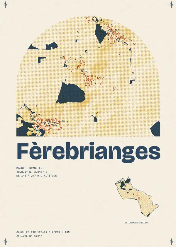 Affiche de Fèrebrianges, calculée par 123-fr d'après l'IGN