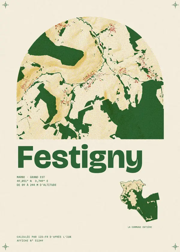 Affiche de Festigny, calculée par 123-fr d'après l'IGN