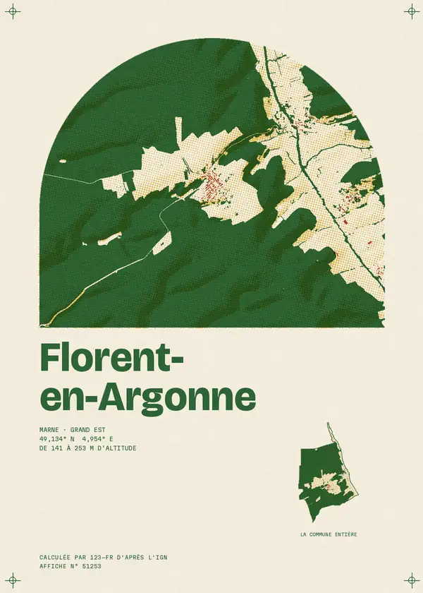 Affiche de Florent-en-Argonne, calculée par 123-fr d'après l'IGN