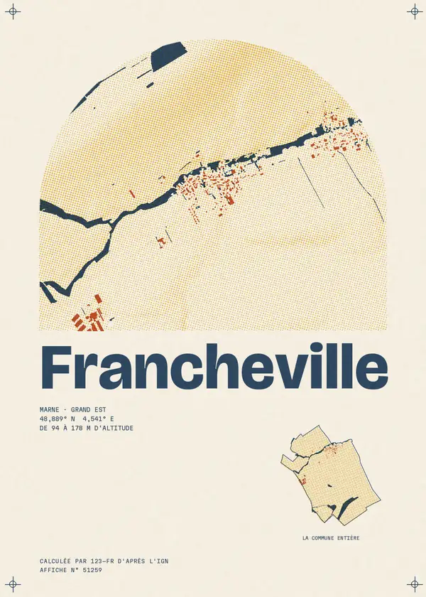 Affiche de Francheville, calculée par 123-fr d'après l'IGN