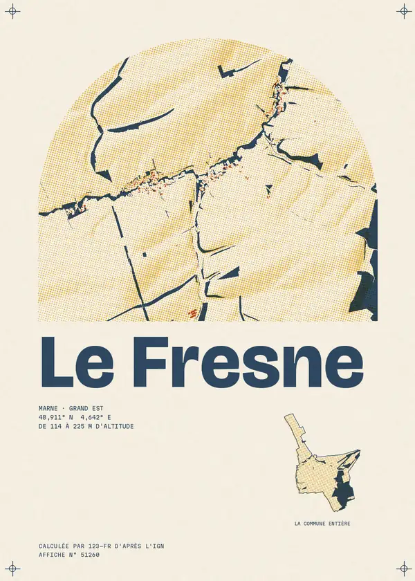 Affiche de Le Fresne, calculée par 123-fr d'après l'IGN