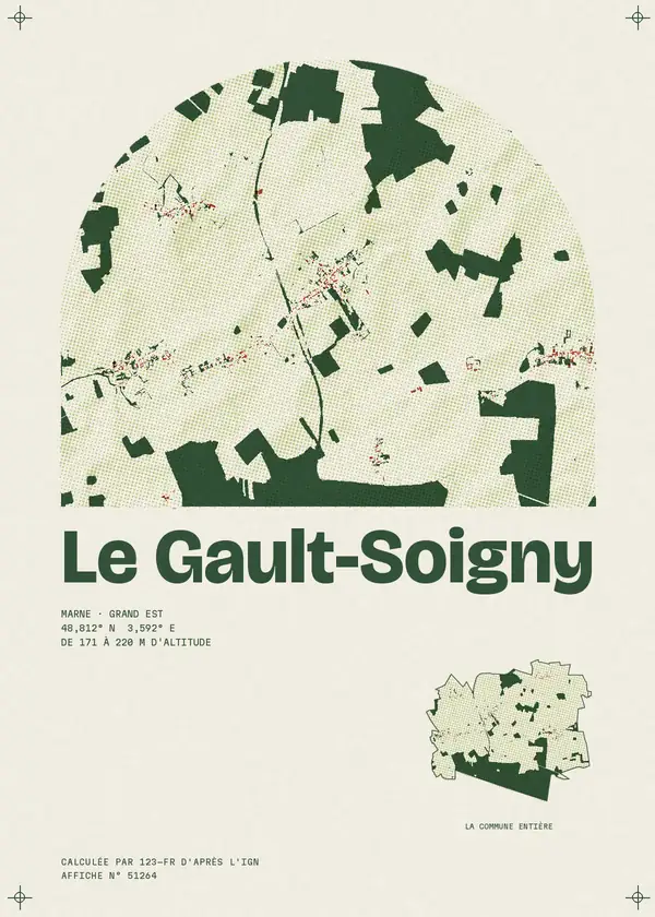 Affiche de Le Gault-Soigny, calculée par 123-fr d'après l'IGN