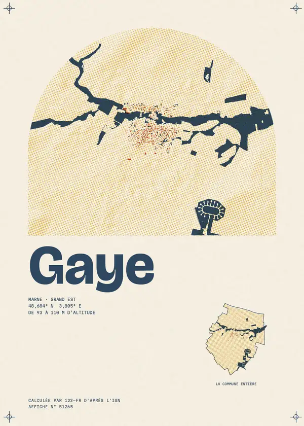 Affiche de Gaye, calculée par 123-fr d'après l'IGN