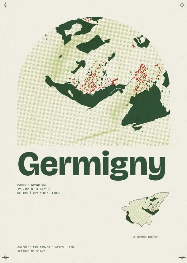 Affiche de Germigny, calculée par 123-fr d'après l'IGN