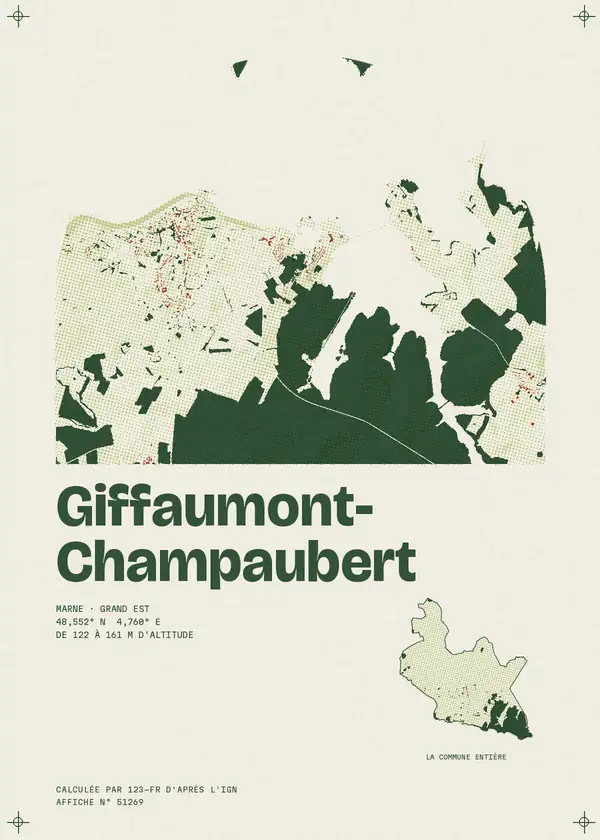 Affiche de Giffaumont-Champaubert, calculée par 123-fr d'après l'IGN
