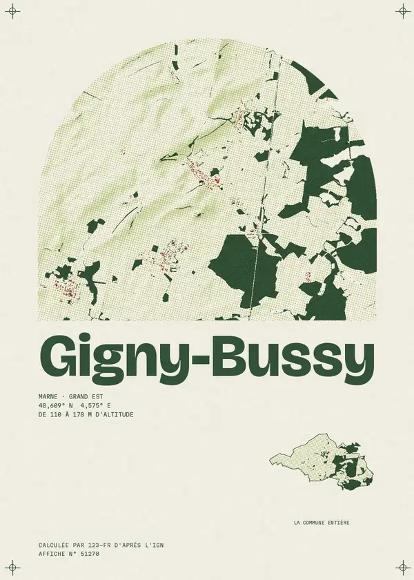 Affiche de Gigny-Bussy, calculée par 123-fr d'après l'IGN