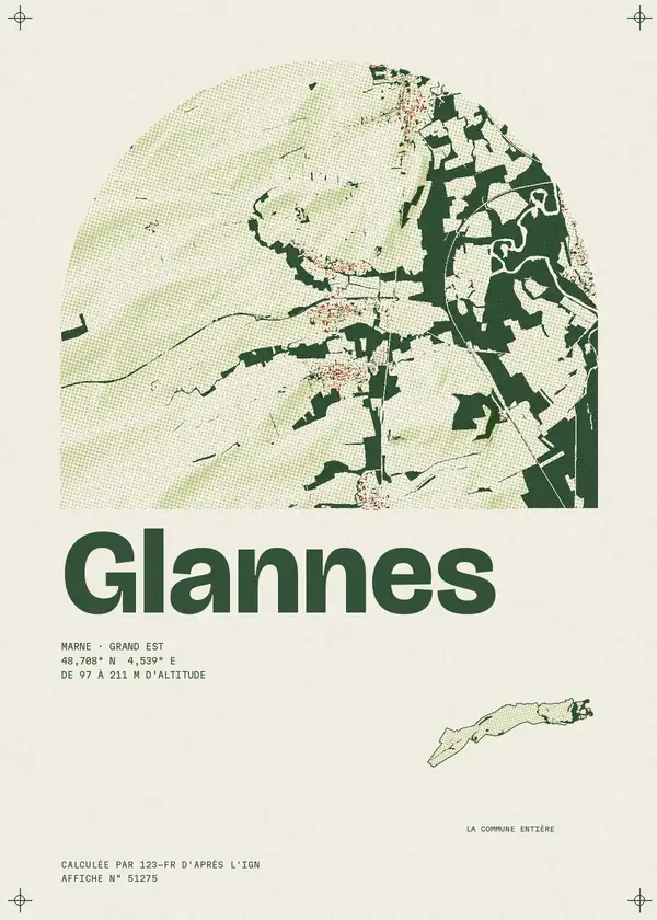 Affiche de Glannes, calculée par 123-fr d'après l'IGN
