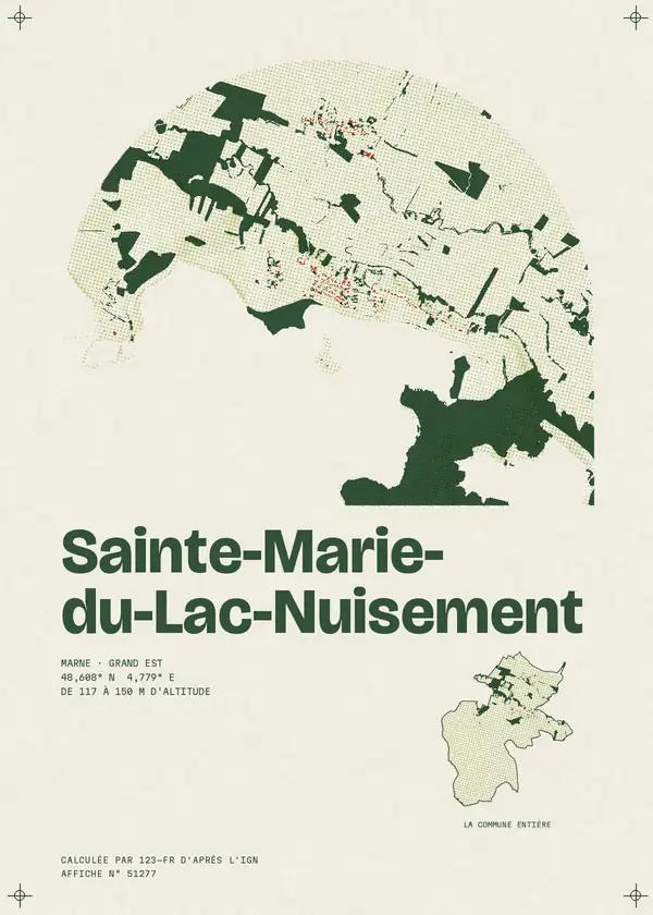 Affiche de Sainte-Marie-du-Lac-Nuisement, calculée d'après l'IGN