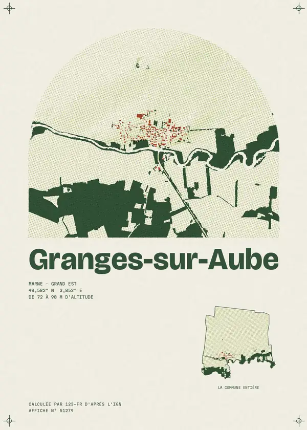 Affiche de Granges-sur-Aube, calculée par 123-fr d'après l'IGN