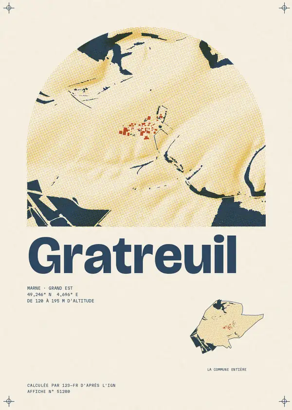 Affiche de Gratreuil, calculée par 123-fr d'après l'IGN