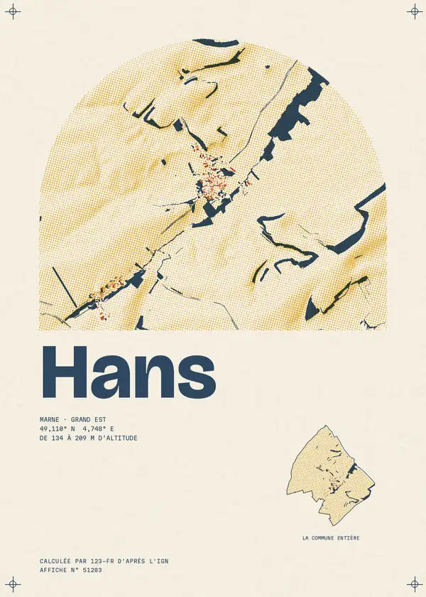 Affiche de Hans, calculée par 123-fr d'après l'IGN