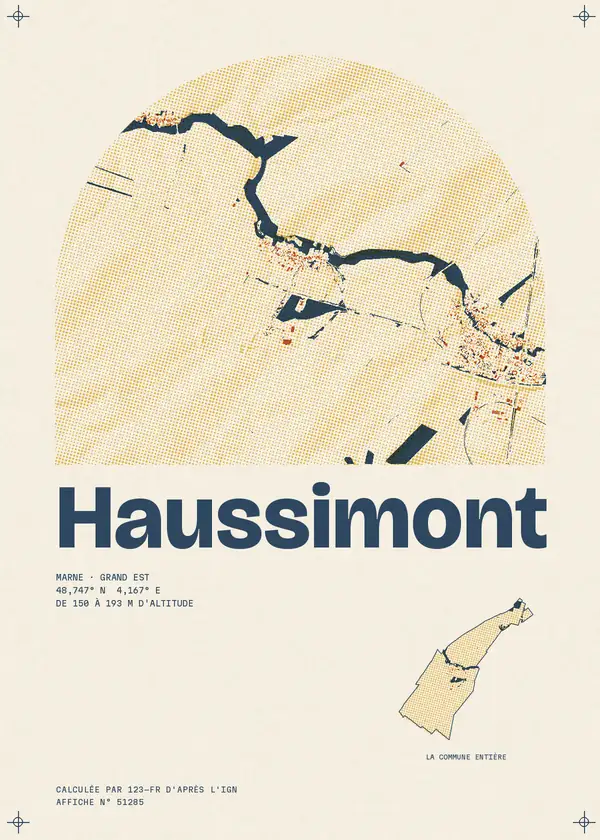 Affiche de Haussimont, calculée par 123-fr d'après l'IGN