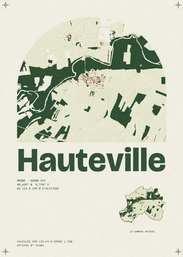 Affiche de Hauteville, calculée par 123-fr d'après l'IGN
