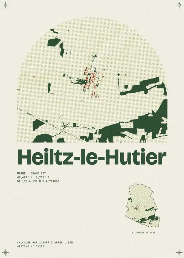 Affiche de Heiltz-le-Hutier, calculée par 123-fr d'après l'IGN
