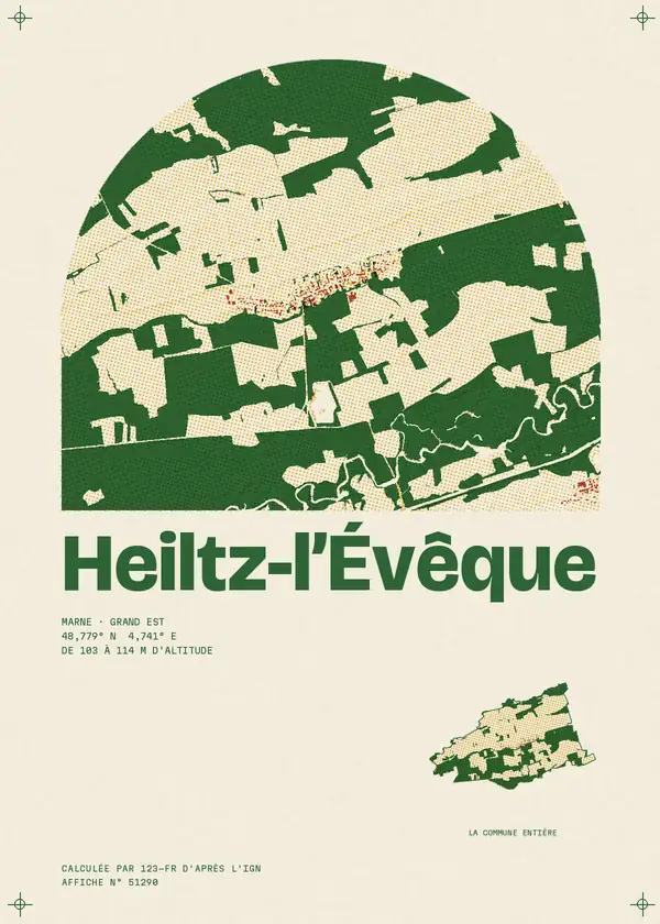 Affiche de Heiltz-l'Évêque, calculée par 123-fr d'après l'IGN