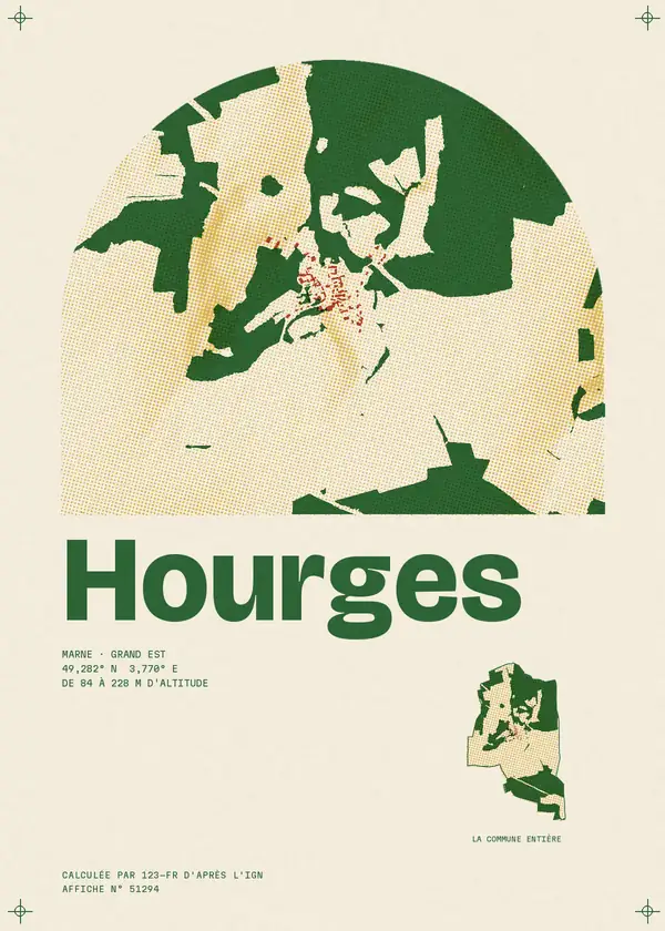 Affiche de Hourges, calculée par 123-fr d'après l'IGN