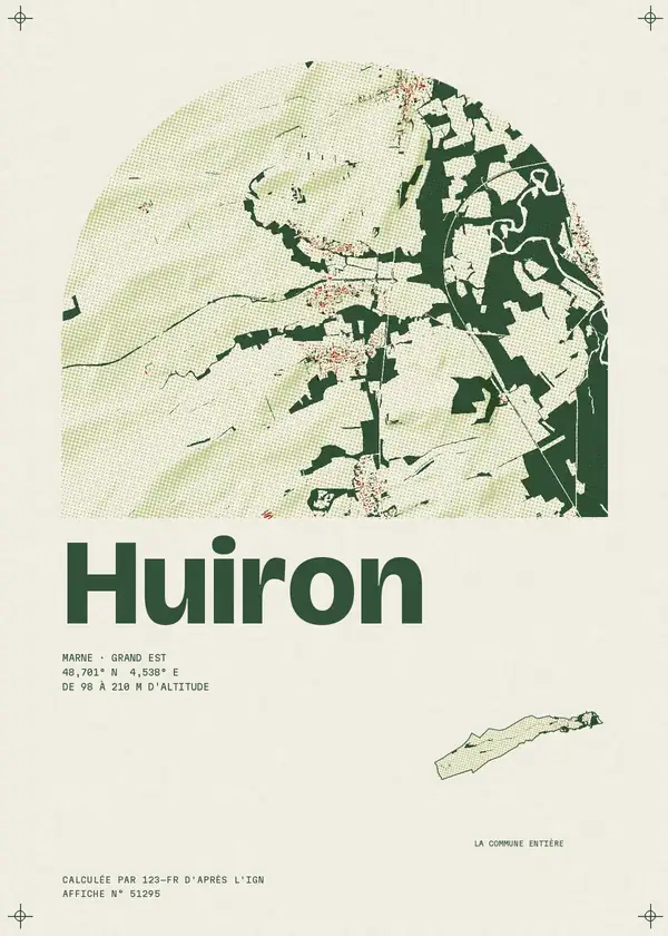 Affiche de Huiron, calculée par 123-fr d'après l'IGN
