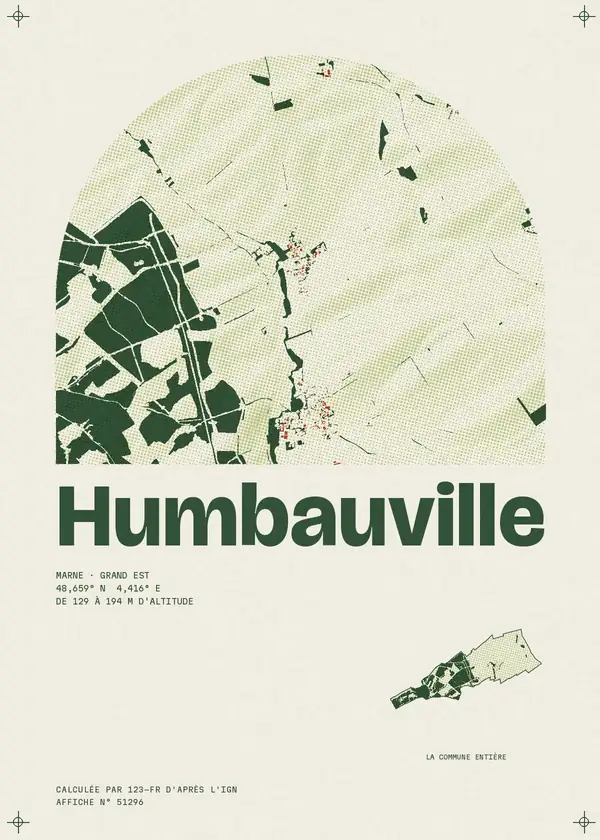 Affiche de Humbauville, calculée par 123-fr d'après l'IGN