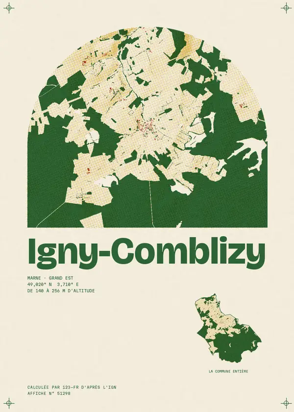 Affiche de Igny-Comblizy, calculée par 123-fr d'après l'IGN
