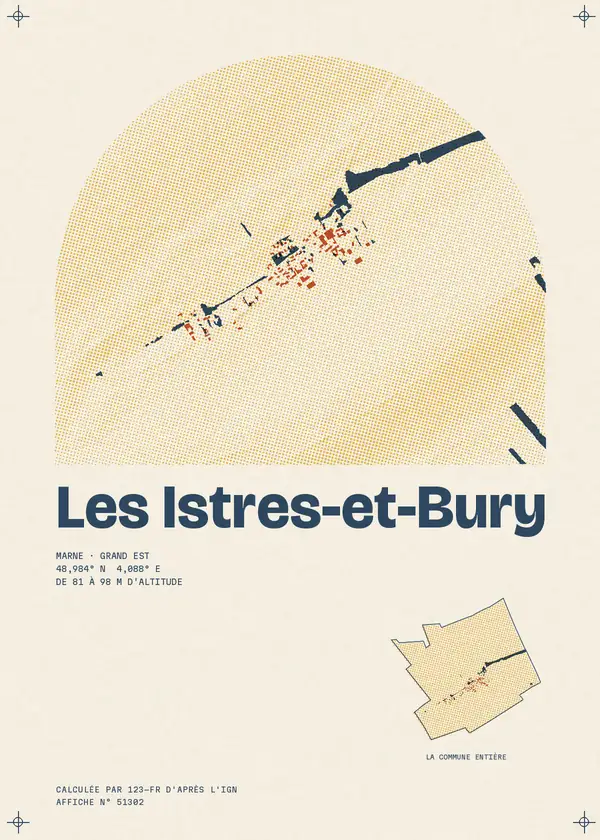 Affiche de Les Istres-et-Bury, calculée par 123-fr d'après l'IGN