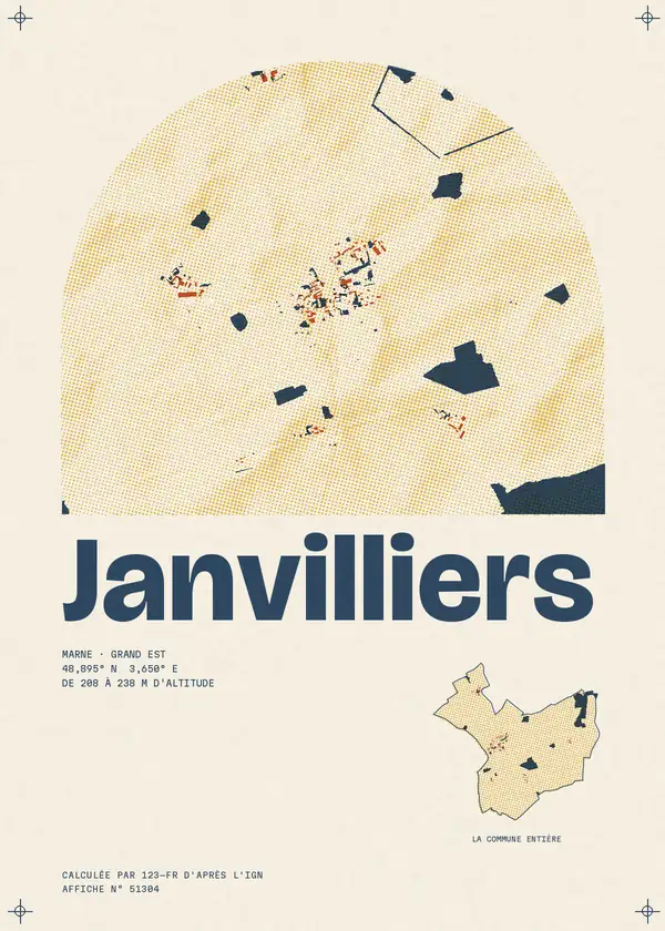 Affiche de Janvilliers, calculée par 123-fr d'après l'IGN
