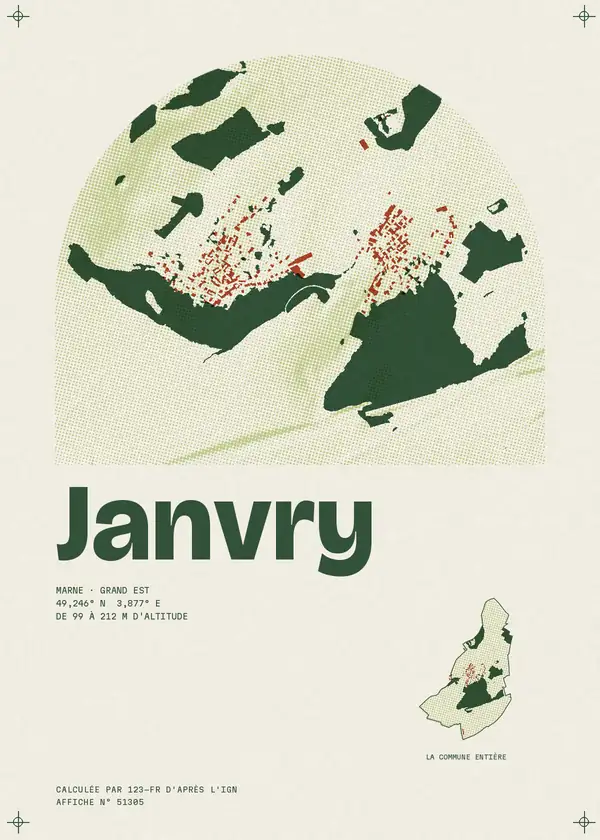 Affiche de Janvry, calculée par 123-fr d'après l'IGN