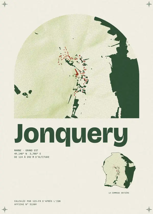 Affiche de Jonquery, calculée par 123-fr d'après l'IGN
