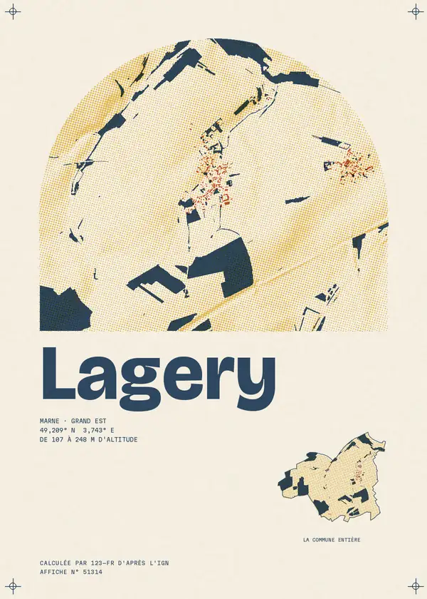 Affiche de Lagery, calculée par 123-fr d'après l'IGN