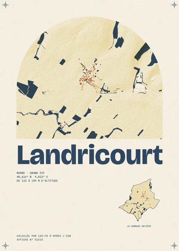 Affiche de Landricourt, calculée par 123-fr d'après l'IGN