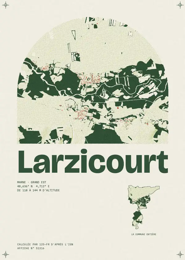 Affiche de Larzicourt, calculée par 123-fr d'après l'IGN