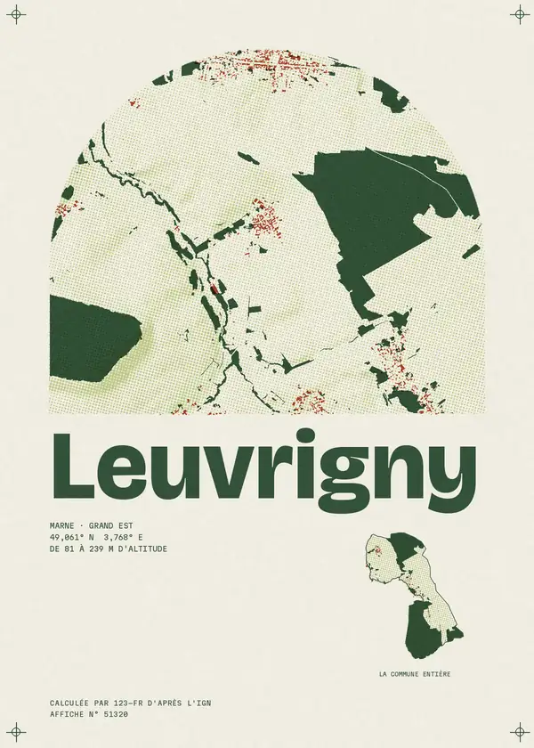 Affiche de Leuvrigny, calculée par 123-fr d'après l'IGN