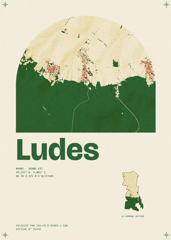 Affiche de Ludes, calculée par 123-fr d'après l'IGN