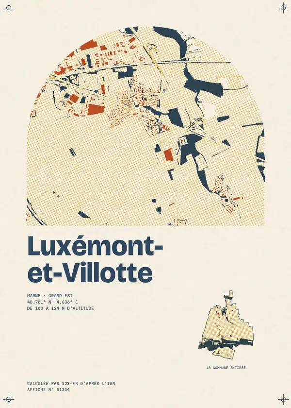 Affiche de Luxémont-et-Villotte, calculée par 123-fr d'après l'IGN