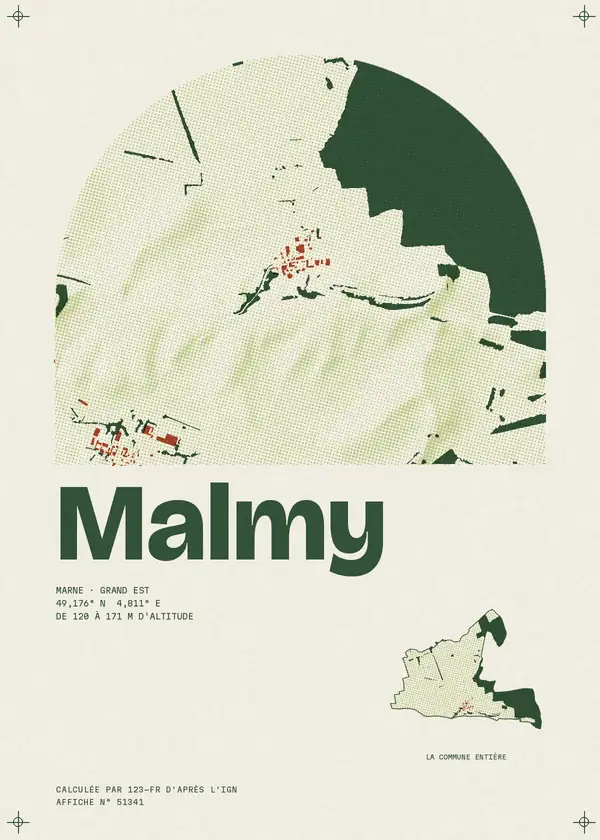 Affiche de Malmy, calculée par 123-fr d'après l'IGN
