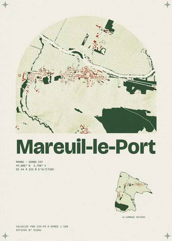 Affiche de Mareuil-le-Port, calculée par 123-fr d'après l'IGN